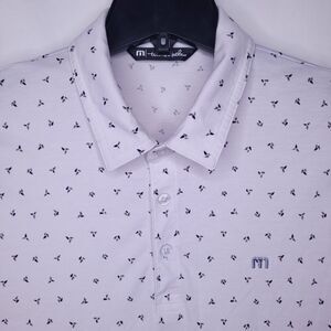 Travis Mathew Polo Shirt Mens Large White AOP Golf Pima Cotton